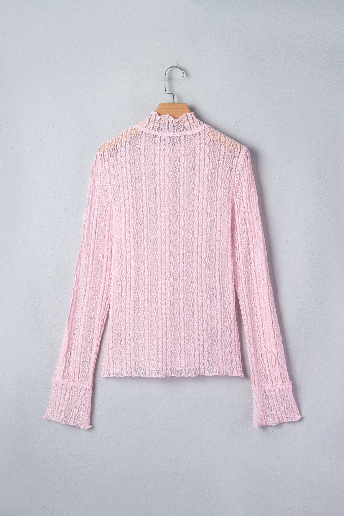 Lace Mock Neck Flounce Long Sleeve Top - Rooted & Reckless Co.