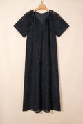 Lace Overlay Tassel Tie Short Sleeve Maxi Dress - Rooted & Reckless Co.