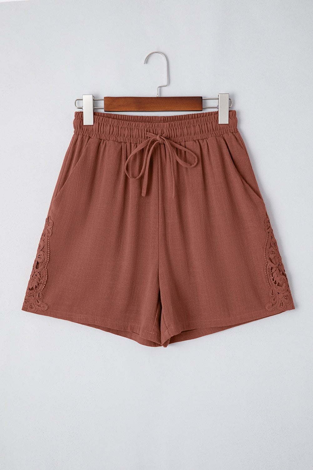 Lace Patchwork Drawstring High Waist Shorts - Rooted & Reckless Co.