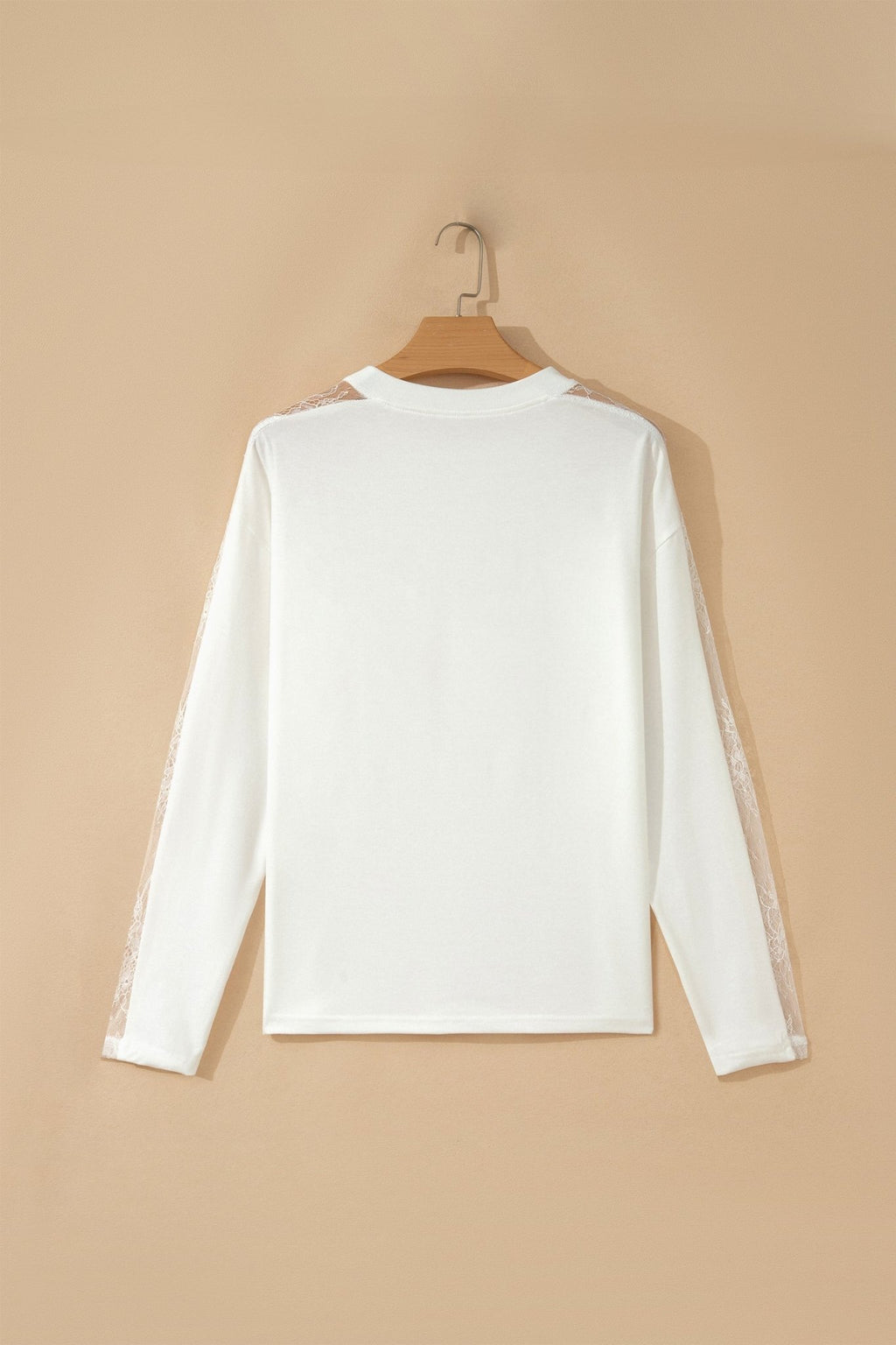 Lace Patchwork Round Neck Long Sleeve Top - Rooted & Reckless Co.