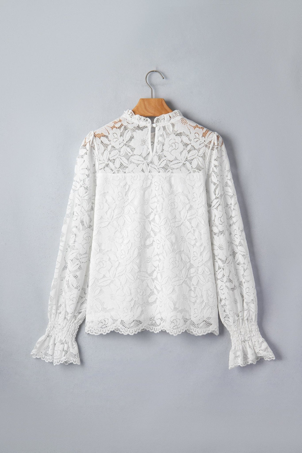 Lace Ruffle Round Neck Flounce Sleeve Blouse - Rooted & Reckless Co.