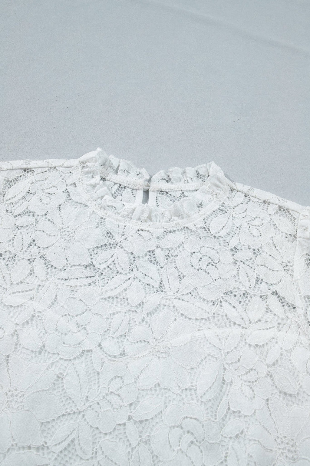 Lace Ruffle Round Neck Flounce Sleeve Blouse - Rooted & Reckless Co.