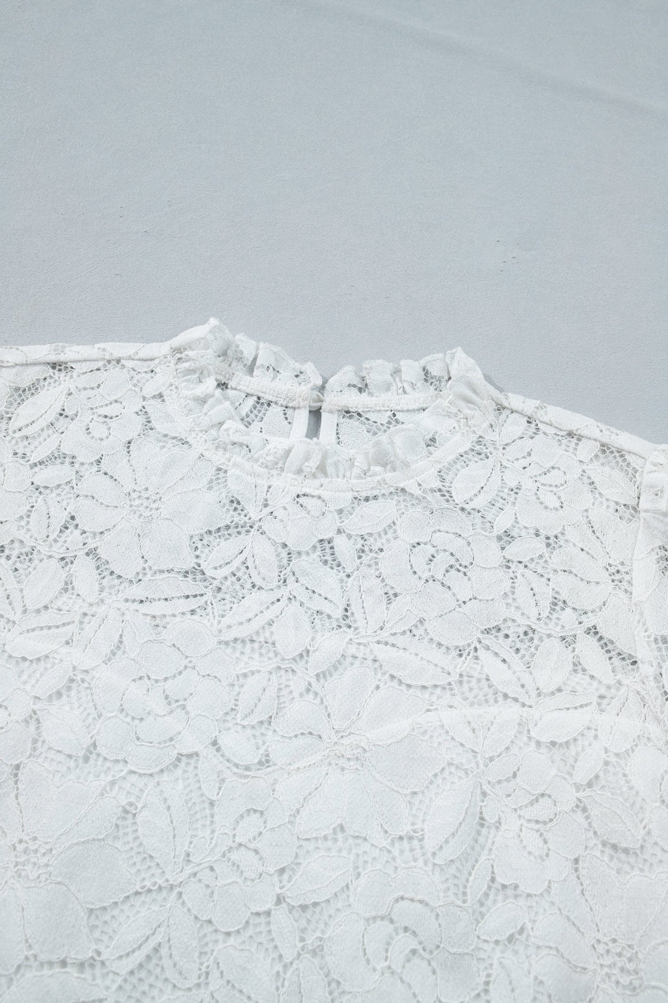 Lace Ruffle Round Neck Flounce Sleeve Blouse - Rooted & Reckless Co.