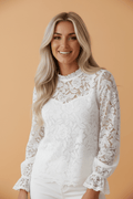 Lace Ruffle Round Neck Flounce Sleeve Blouse - Rooted & Reckless Co.