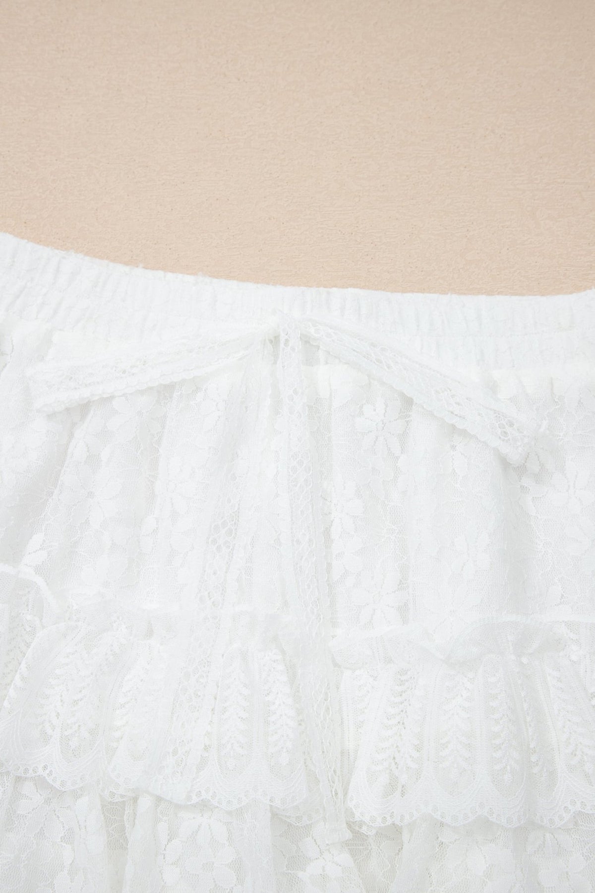 Lace Ruffle Tiered Drawstring Waist Shorts - Rooted & Reckless Co.