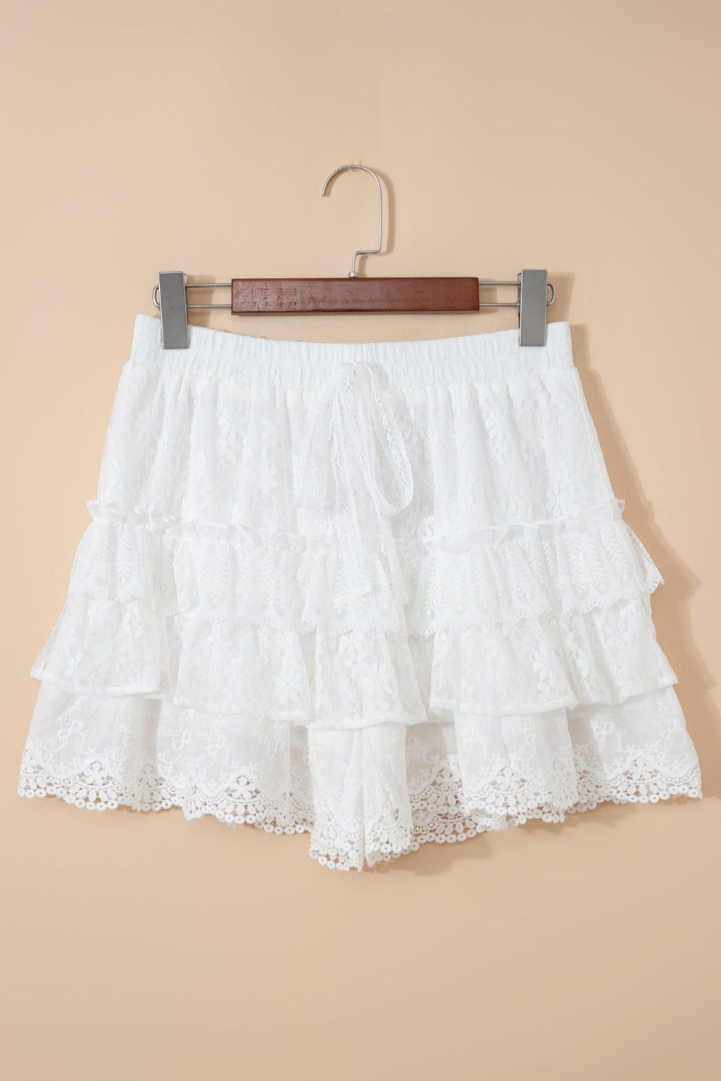 Lace Ruffle Tiered Drawstring Waist Shorts - Rooted & Reckless Co.