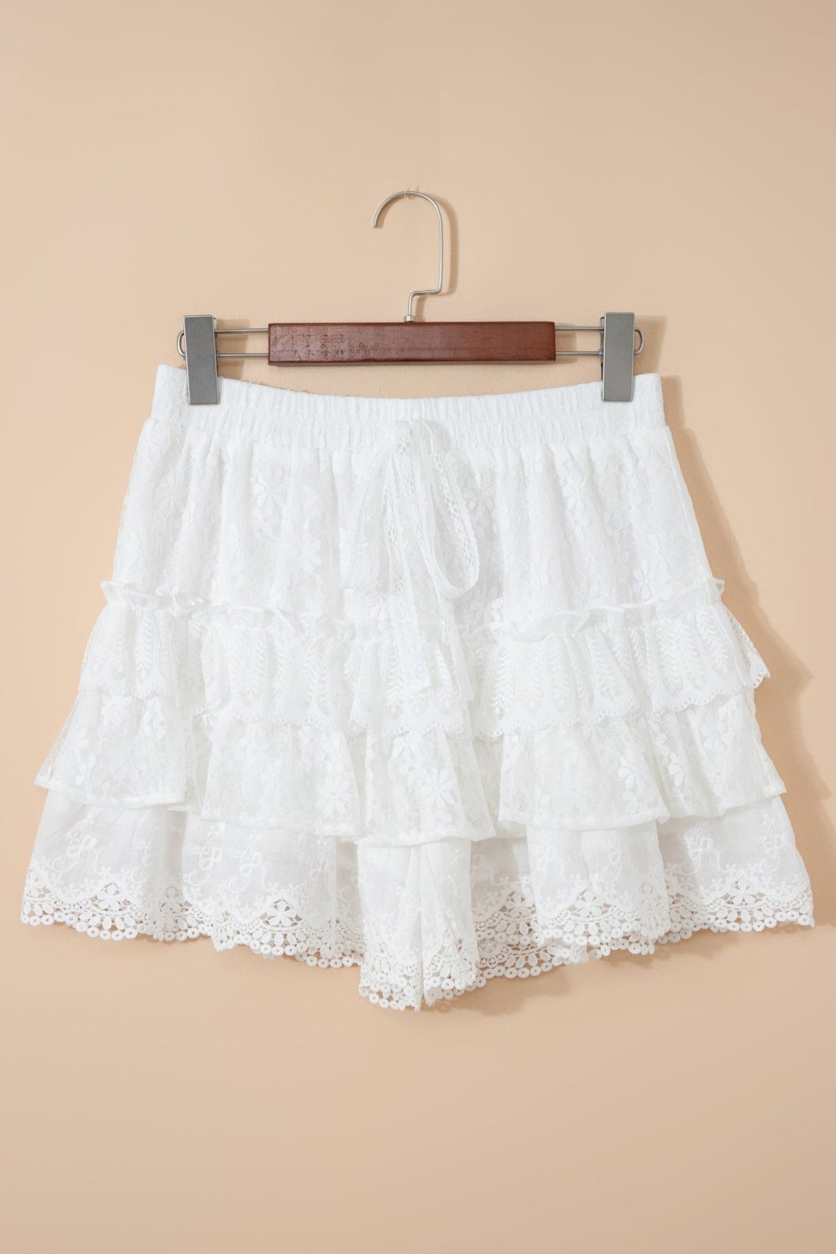 Lace Ruffle Tiered Drawstring Waist Shorts - Rooted & Reckless Co.