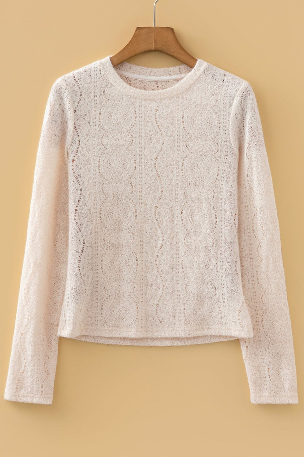 Lace Semi Sheer Long Sleeve Cropped Top - Rooted & Reckless Co.