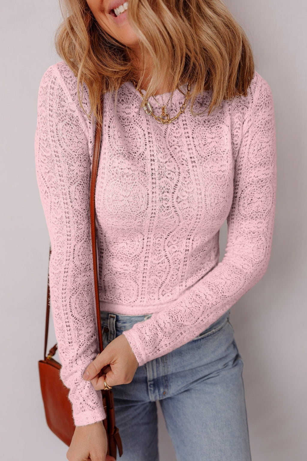 Lace Semi Sheer Long Sleeve Cropped Top - Rooted & Reckless Co.