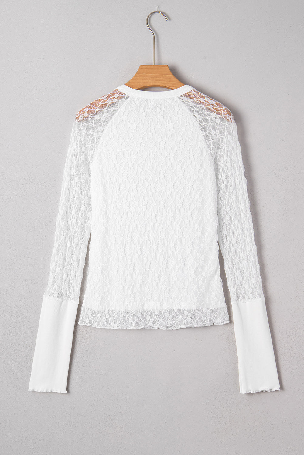 Lace Sheer Long Sleeve Henley Top - Rooted & Reckless Co.