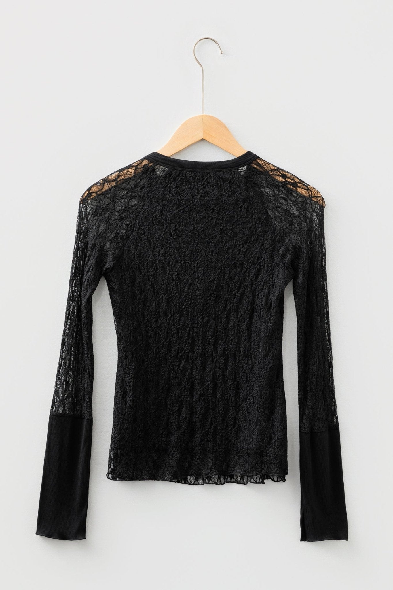 Lace Sheer Long Sleeve Henley Top - Rooted & Reckless Co.