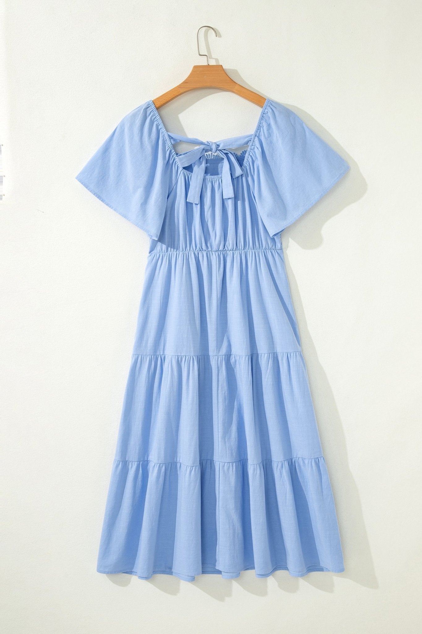 Lace Square Neck Ruffle Tiered Midi Dress - Rooted & Reckless Co.