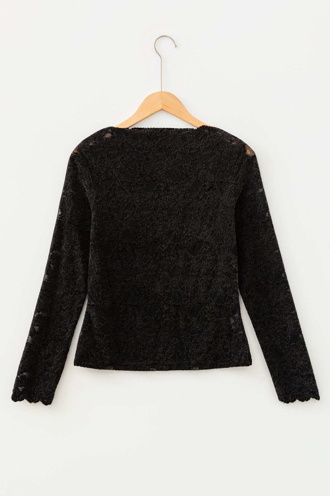 Lace Stand Neck Long Sleeve Elegant Top - Rooted & Reckless Co.