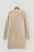 Lace Trim Buttoned Raglan Sleeve Sweater Dress - Rooted & Reckless Co.