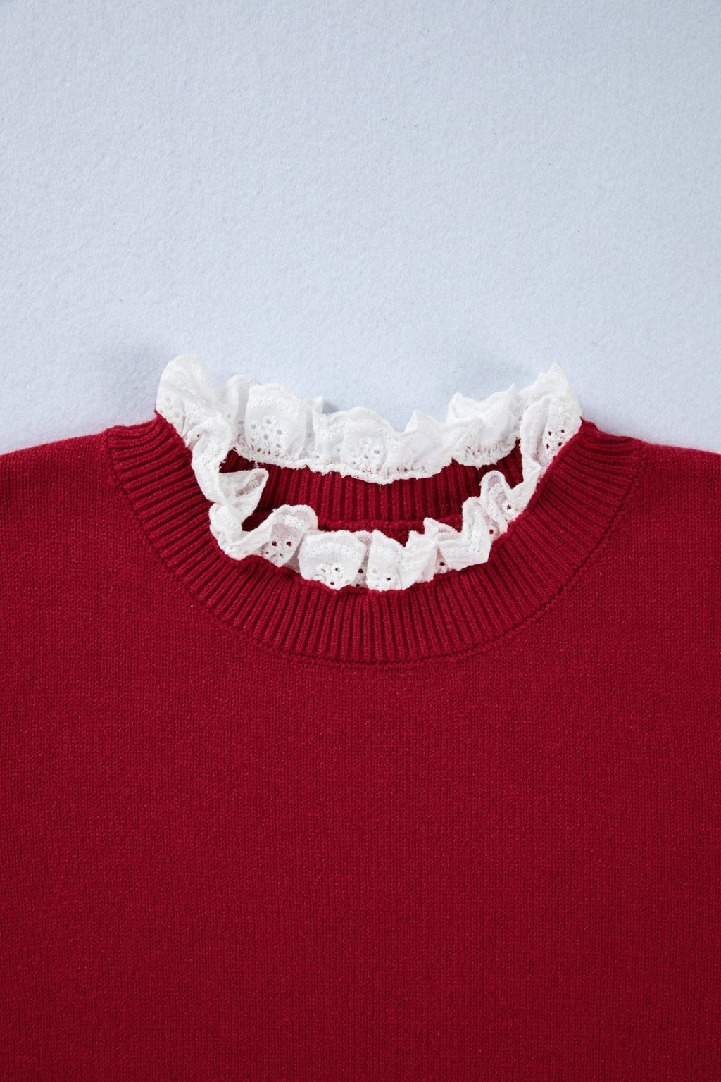 Lace Trim Patchwork Buttoned Cuff Sweater - Rooted & Reckless Co.