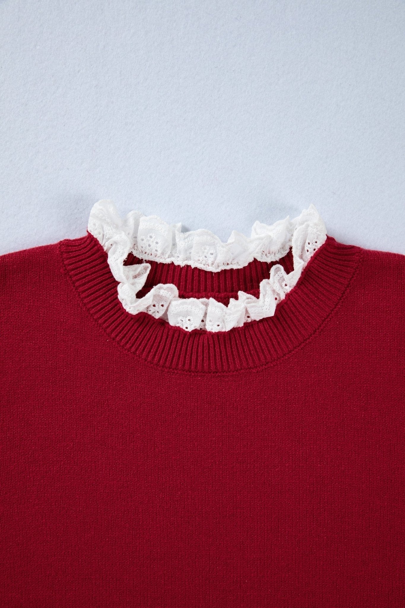 Lace Trim Patchwork Buttoned Cuff Sweater - Rooted & Reckless Co.