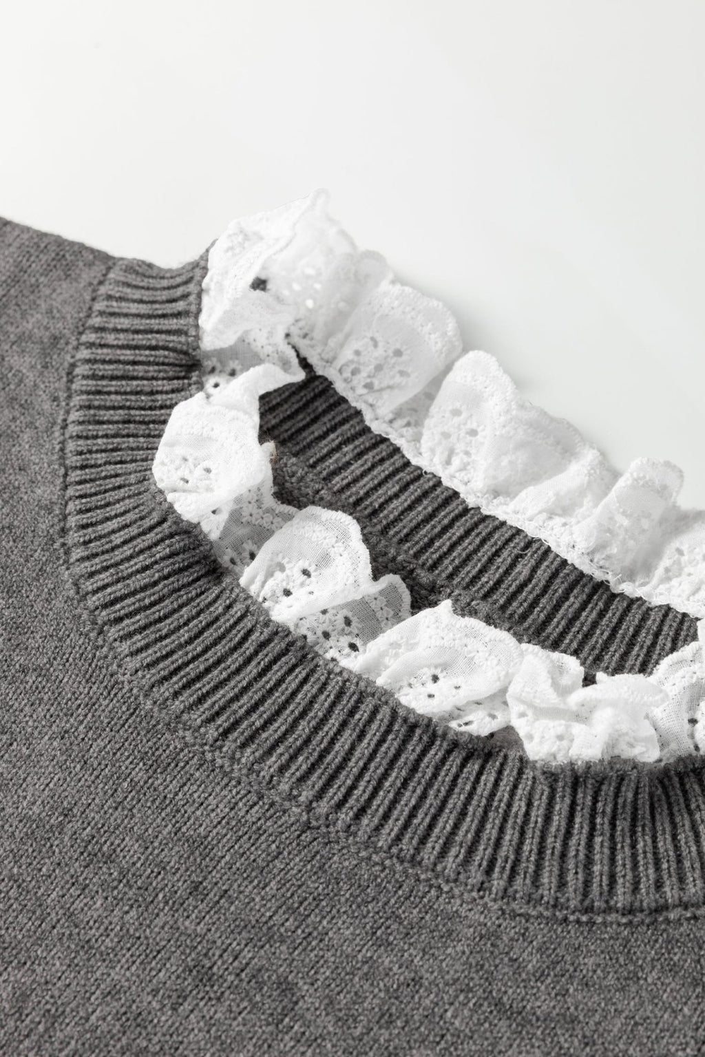 Lace Trim Patchwork Buttoned Cuff Sweater - Rooted & Reckless Co.