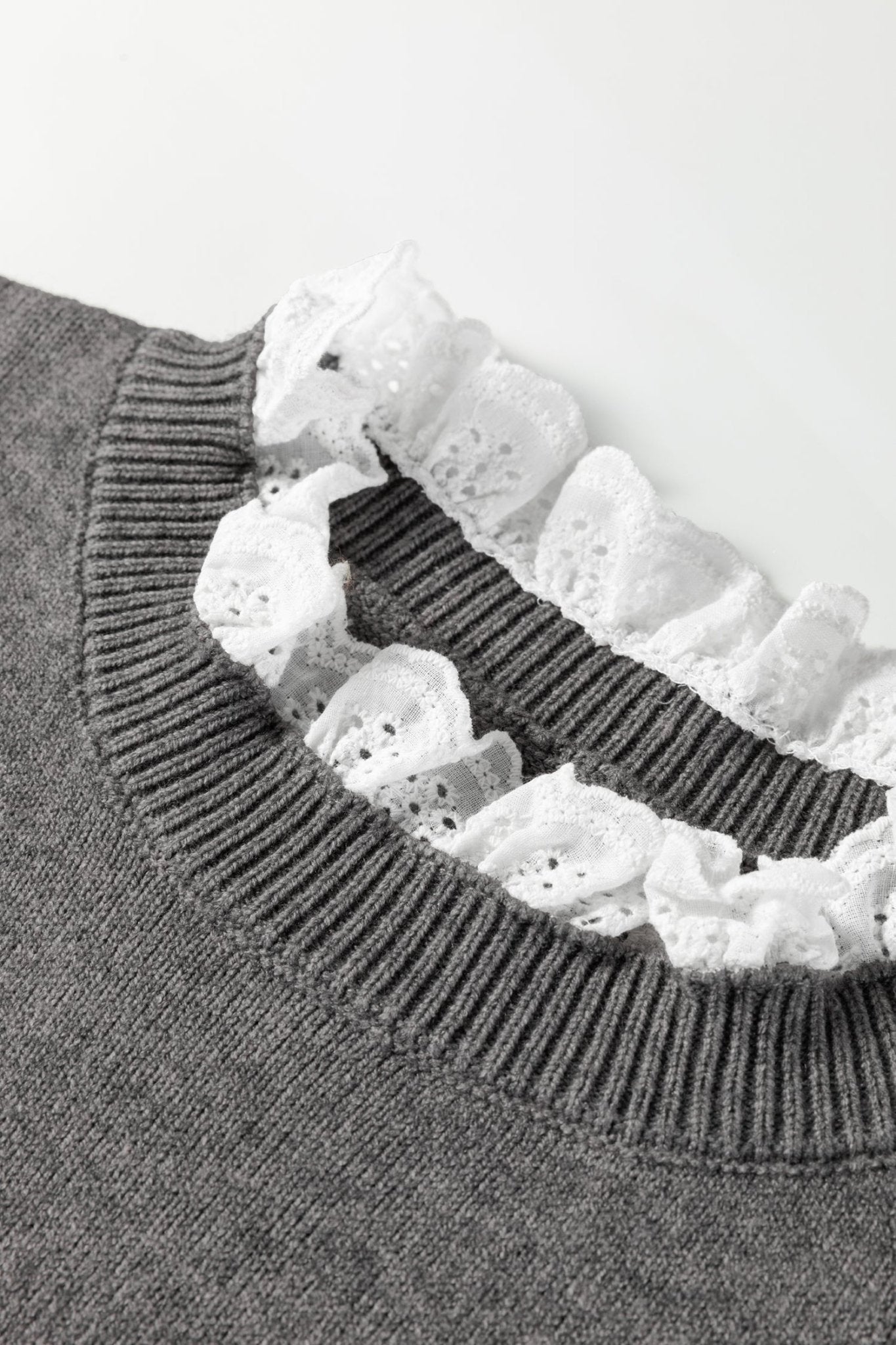 Lace Trim Patchwork Buttoned Cuff Sweater - Rooted & Reckless Co.