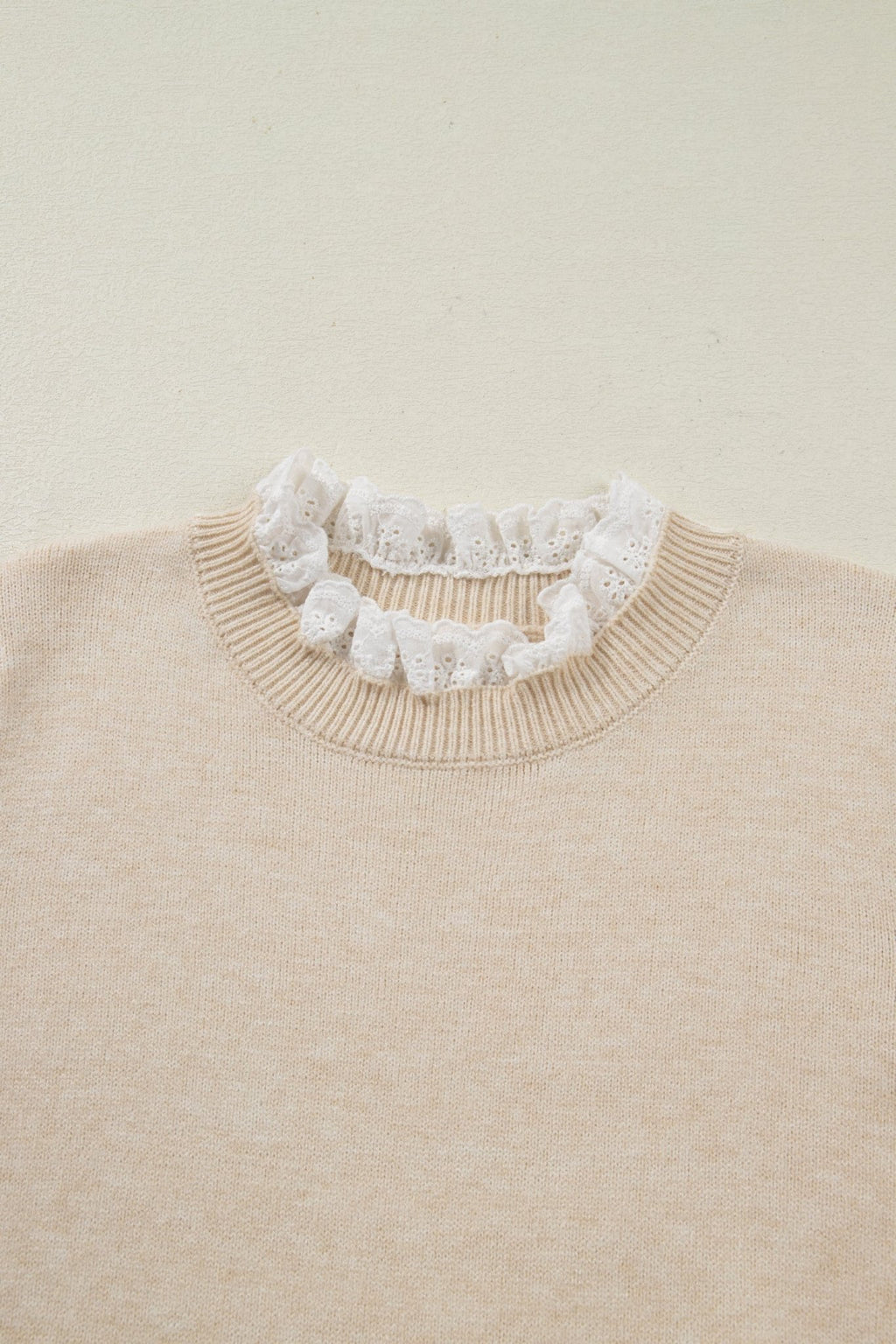 Lace Trim Patchwork Buttoned Cuff Sweater - Rooted & Reckless Co.