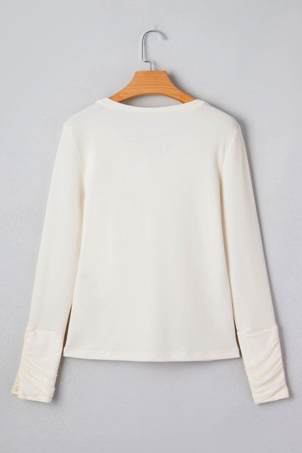 Lace Trim Ruched Long Sleeve V-Neck Thermal Top - Rooted & Reckless Co.