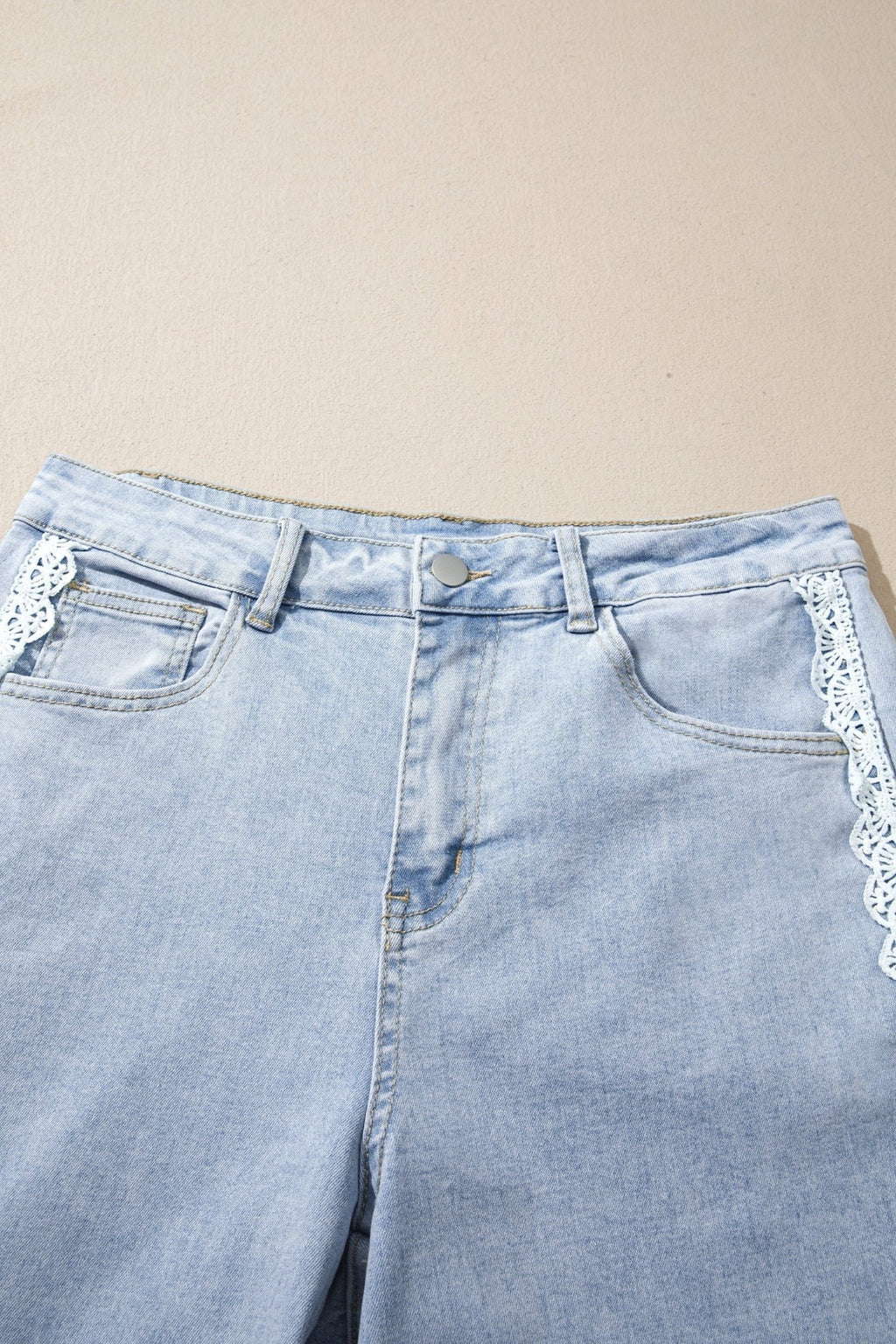 Lace Trim Side Stripe Straight Leg Jeans - Rooted & Reckless Co.