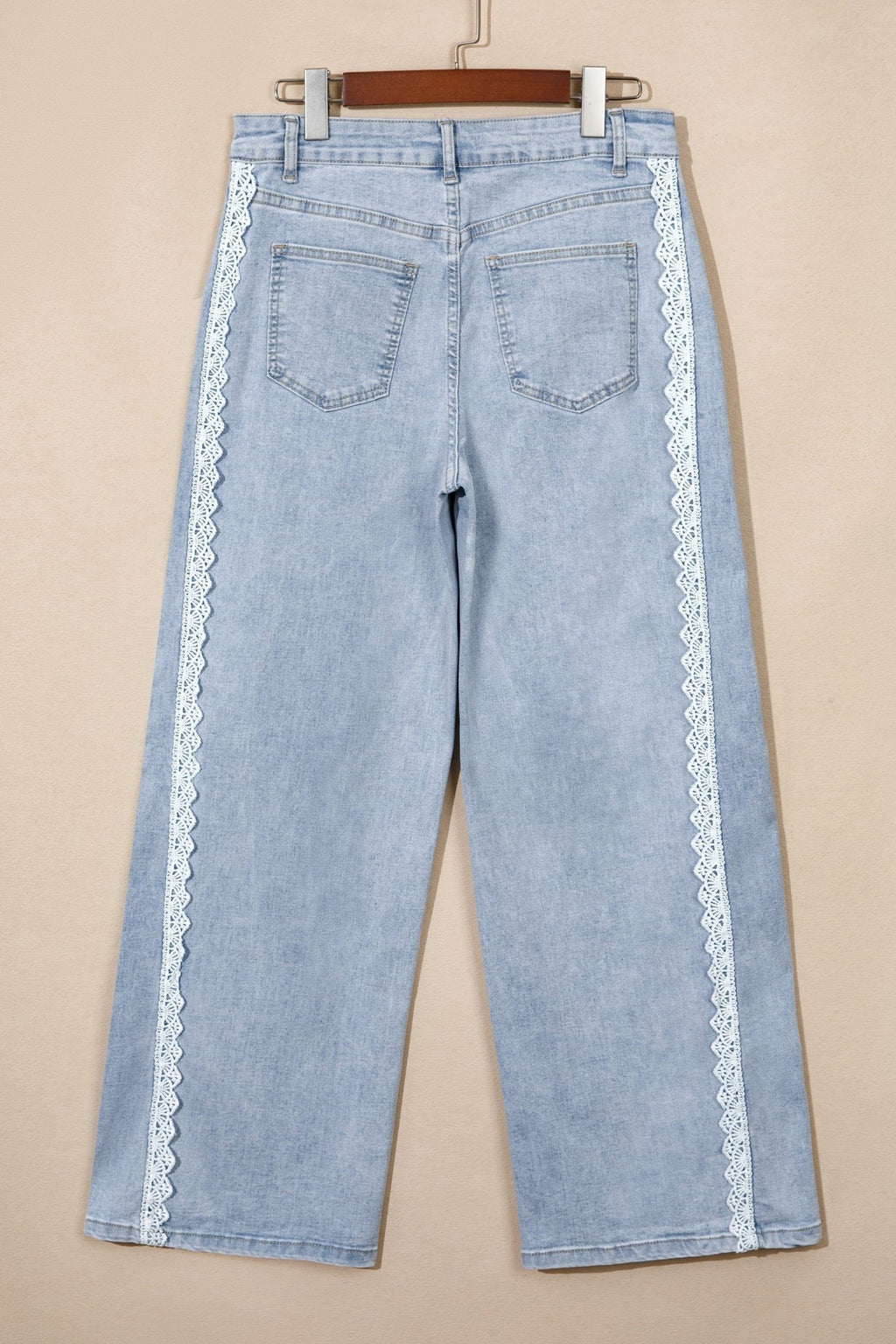 Lace Trim Side Stripe Straight Leg Jeans - Rooted & Reckless Co.