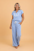 Lace Trim Zipped Top & Sweatpants Set - Rooted & Reckless Co.