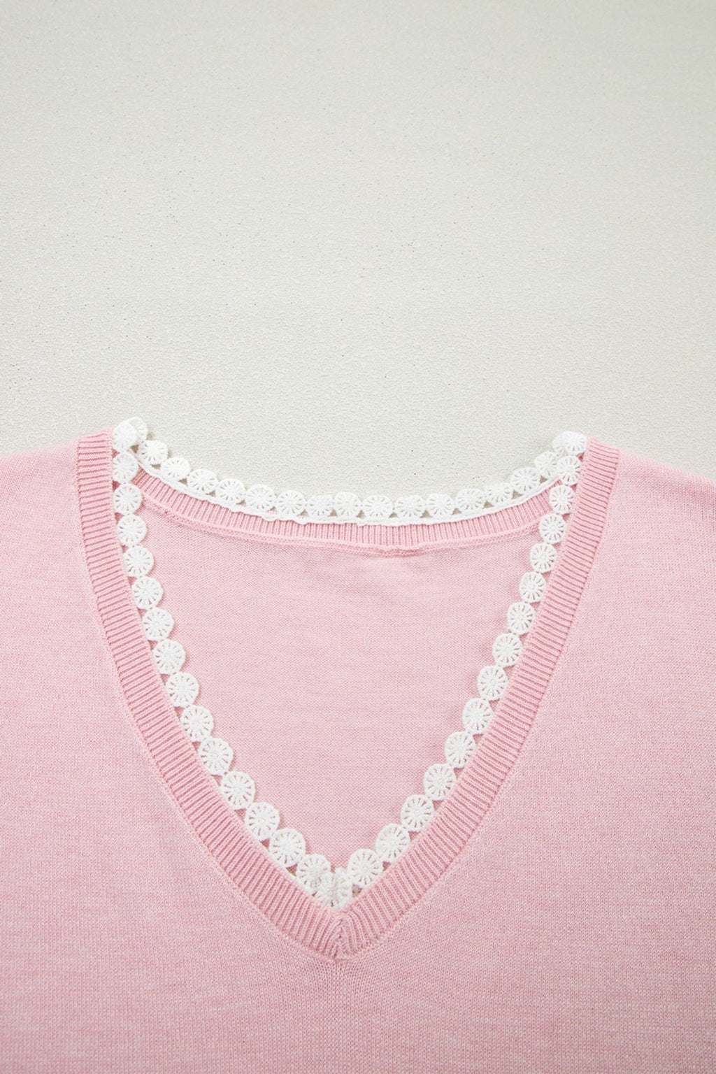 Lacy V-Neckline Short Sleeve Sweater - Rooted & Reckless Co.