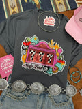 Lady Luck Slot Machine Sequin Patch Tee - Rooted & Reckless Co.