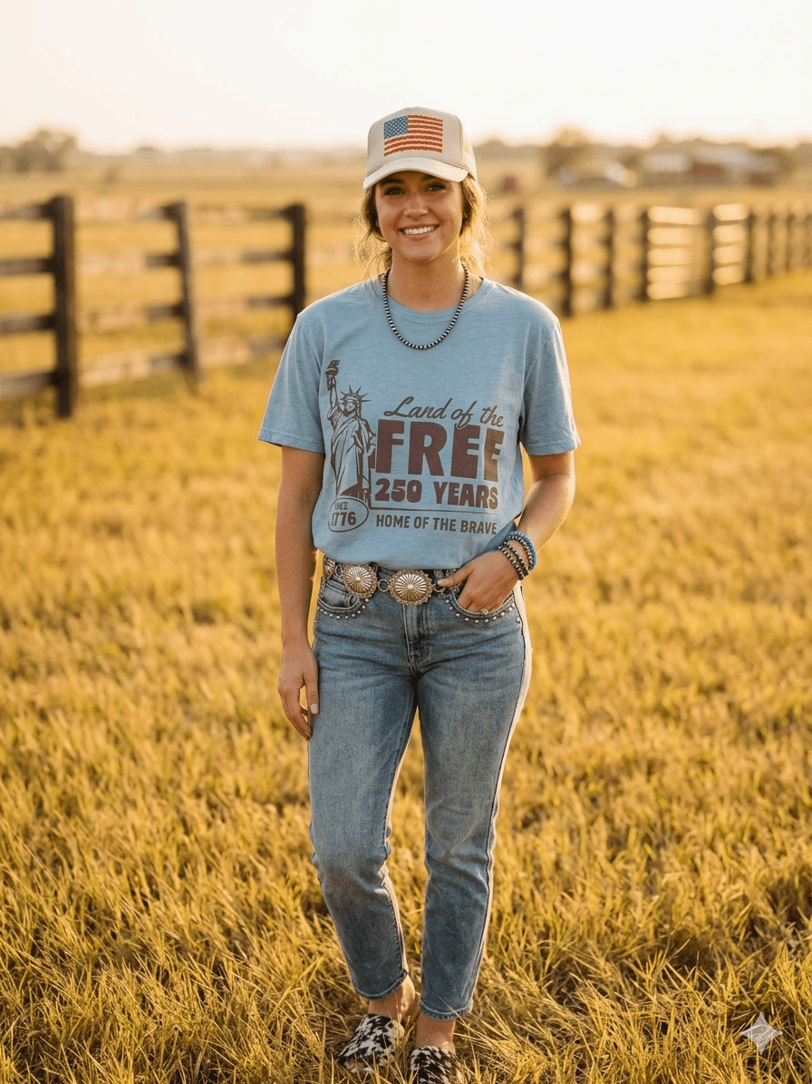 Land of the Free 250 Years Graphic Tee - Rooted & Reckless Co.