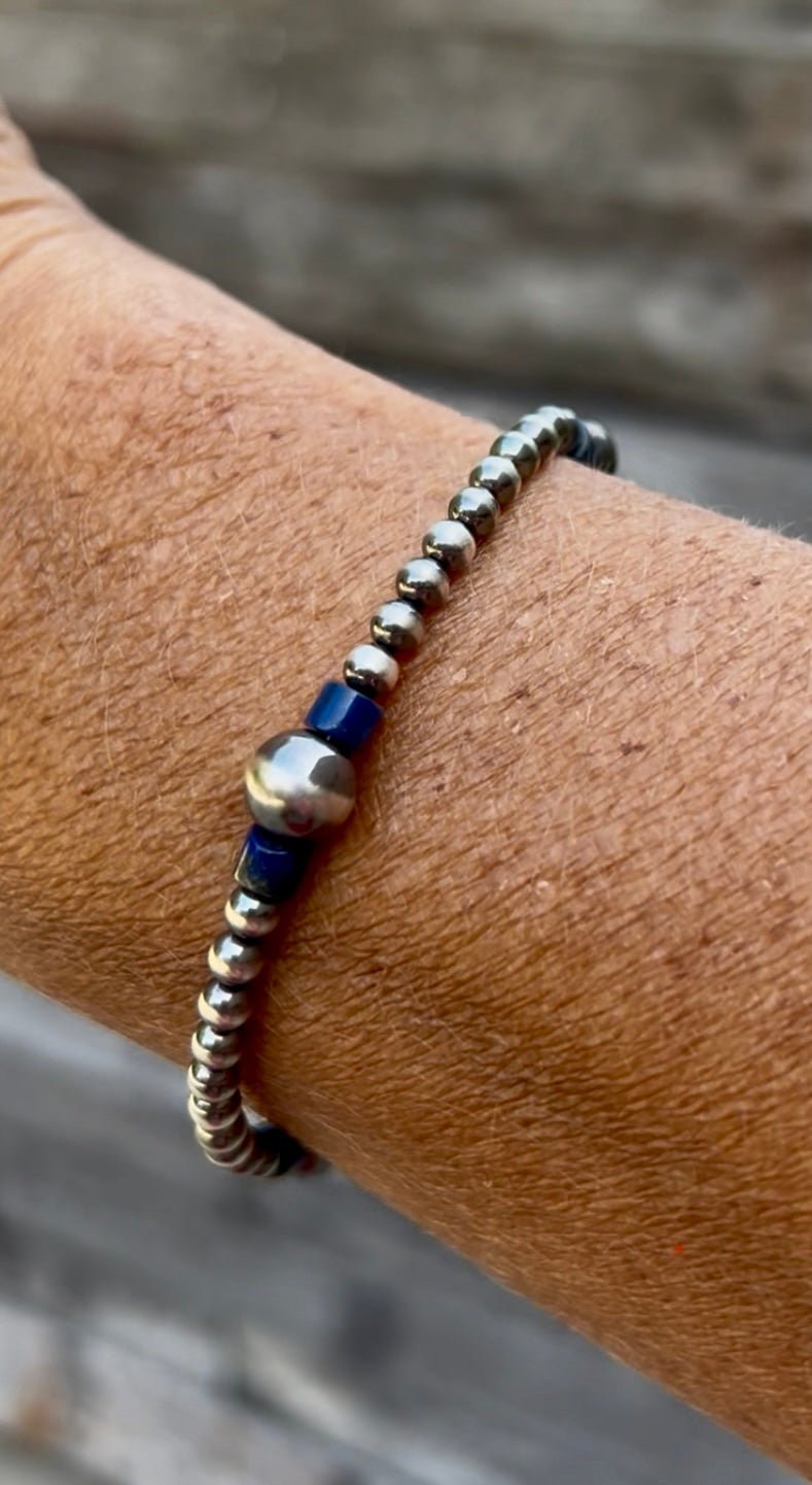 Lapis and Sterling Pearl Bracelet - Rooted & Reckless Co.