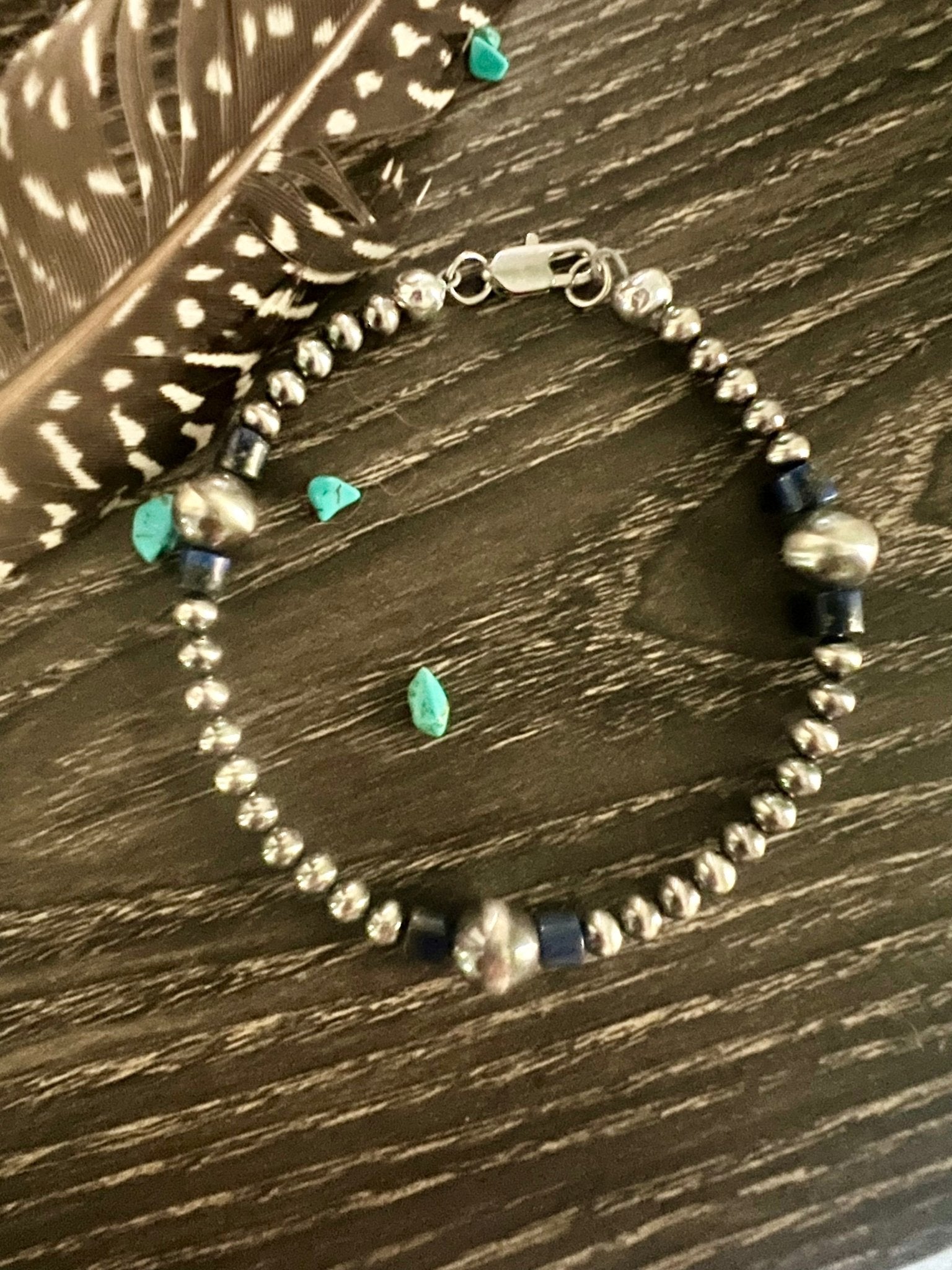 Lapis and Sterling Pearl Bracelet - Rooted & Reckless Co.