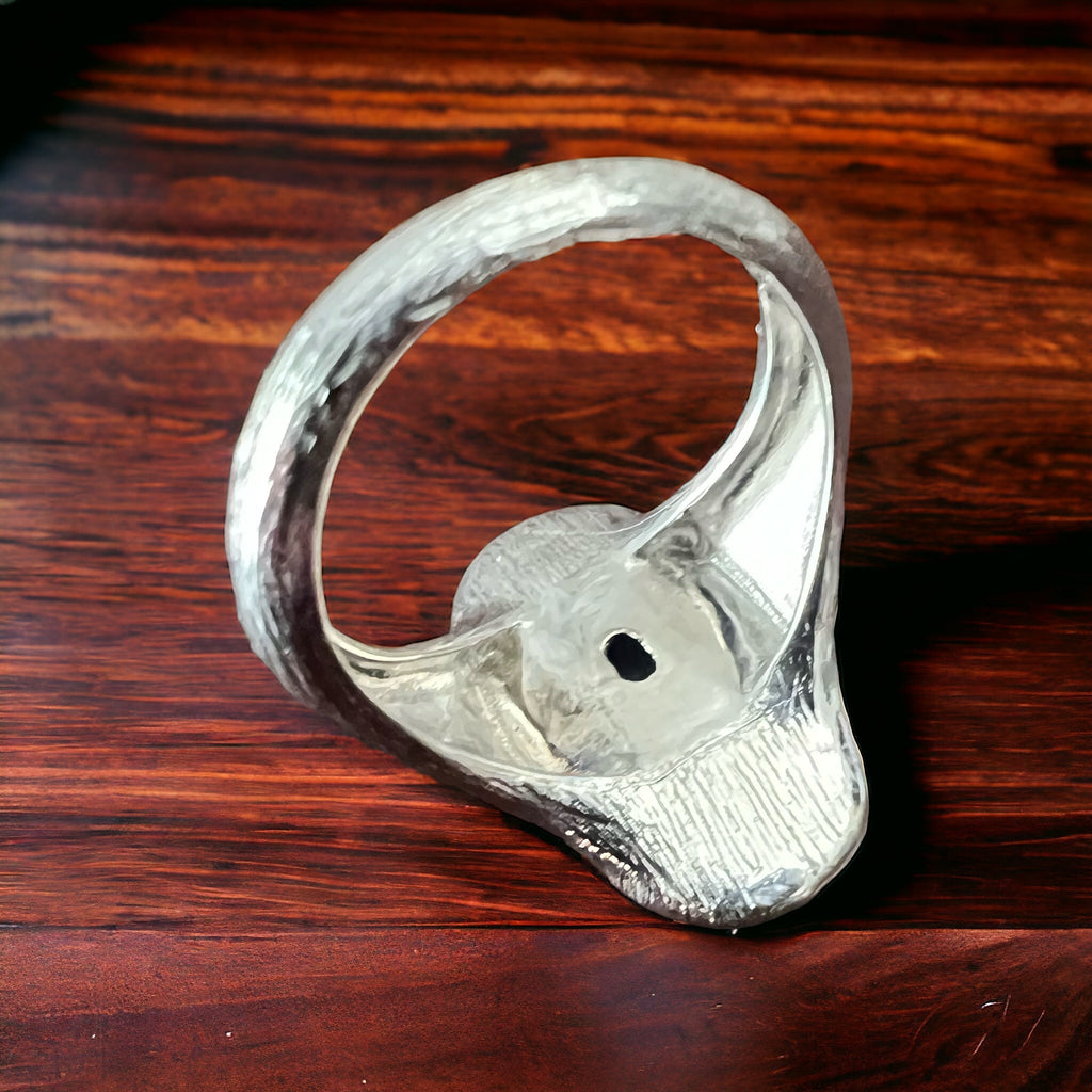 Large Opalite Sterling Silver Statement Ring — Size 8 (Native-Style) - Rooted & Reckless Co.