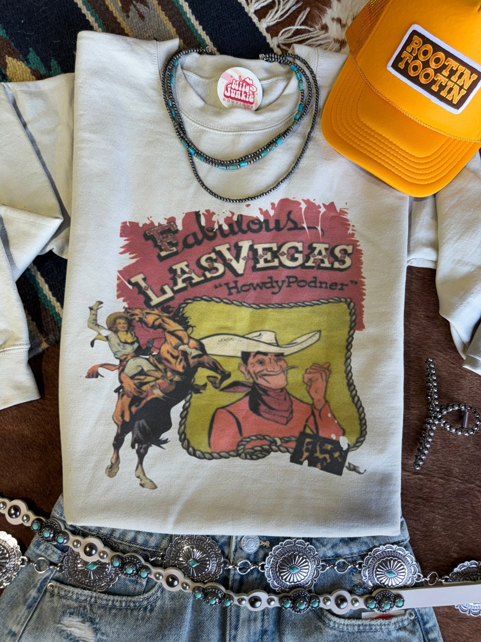 Las Vegas Howdy Partner Graphic Sweatshirt - Rooted & Reckless Co.