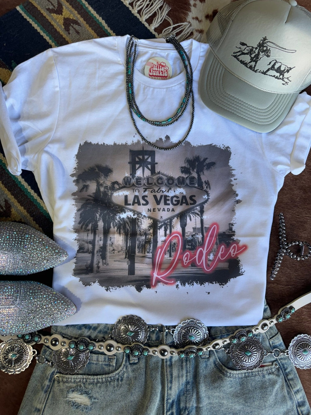 Las Vegas Pink Rodeo Graphic Tee - Rooted & Reckless Co.