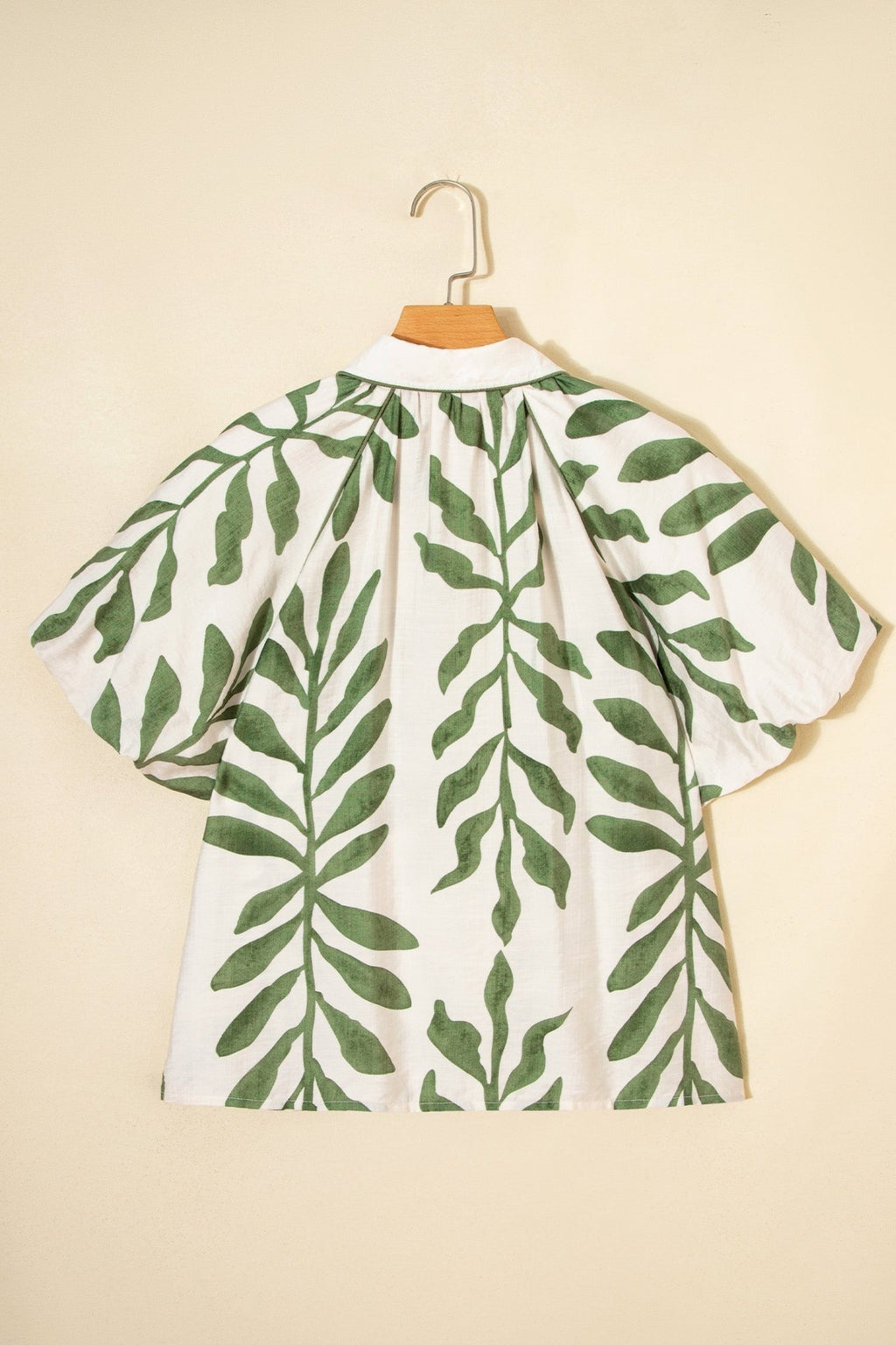 Leaf Short Balloon Sleeve Buttoned Shirt - Rooted & Reckless Co.