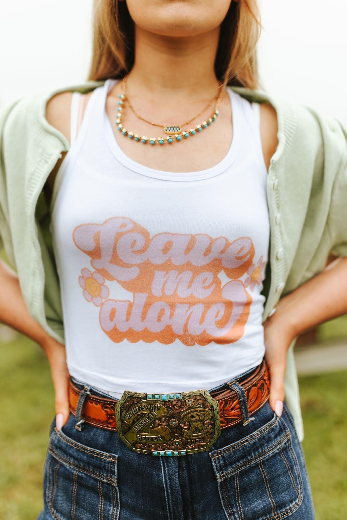 Leave Me Alone Retro Flower Graphic Tank Top - Rooted & Reckless Co.
