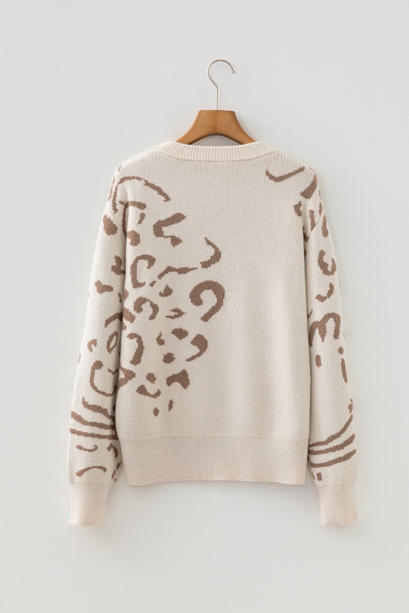 Leopard Asymmetric Drop Shoulder Sweater - Rooted & Reckless Co.