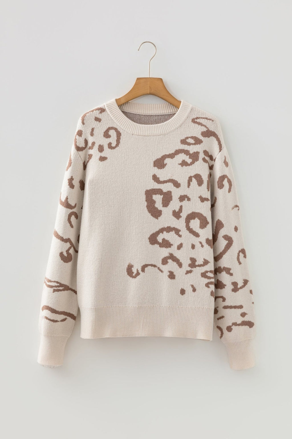 Leopard Asymmetric Drop Shoulder Sweater - Rooted & Reckless Co.