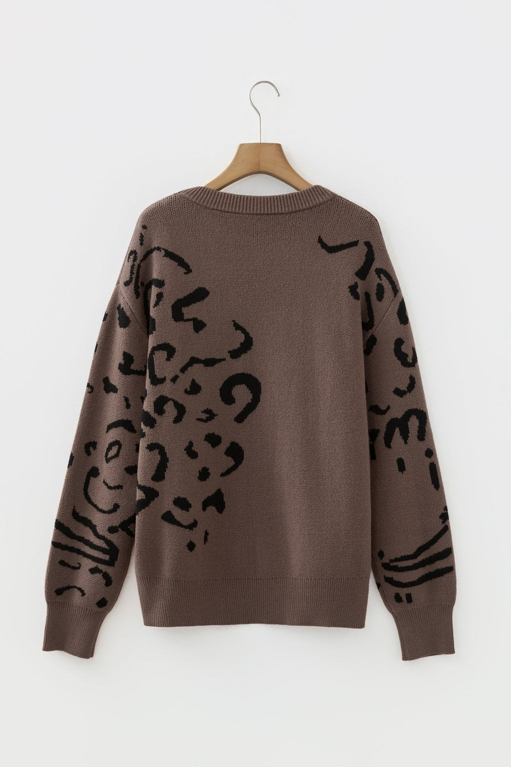Leopard Asymmetric Drop Shoulder Sweater - Rooted & Reckless Co.