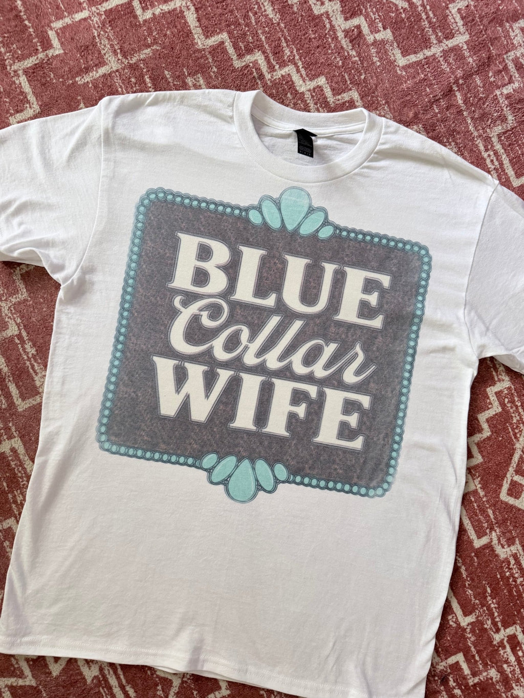 Leopard Blue Collar Wife Tee - Rooted & Reckless Co.