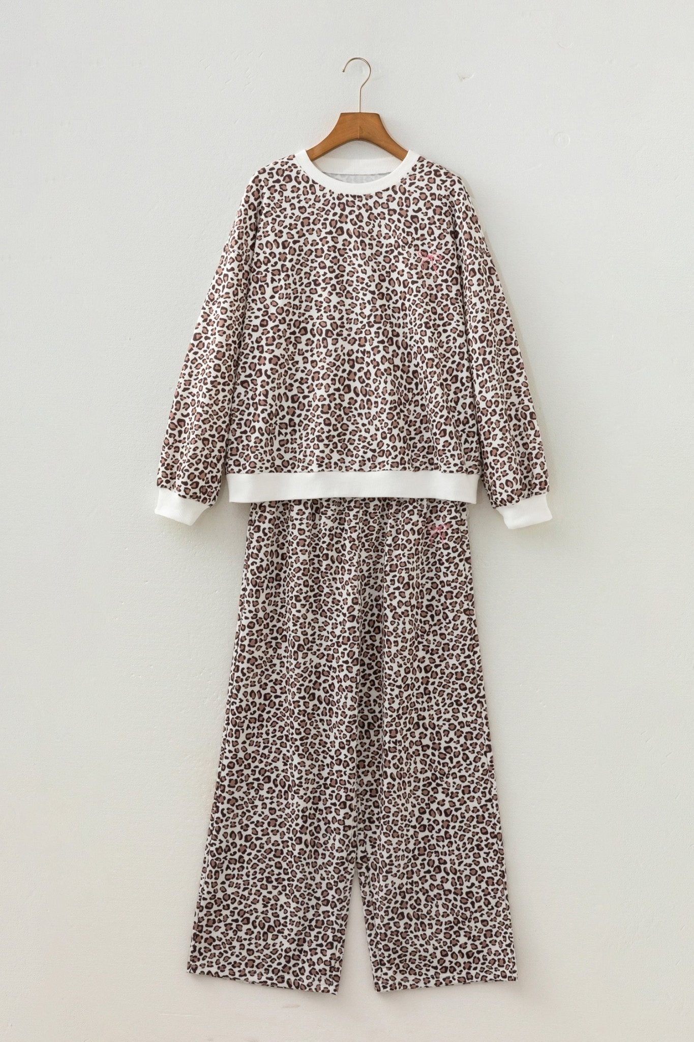 Leopard Bow Embroidered Colorblock Top & Pants Set - Rooted & Reckless Co.