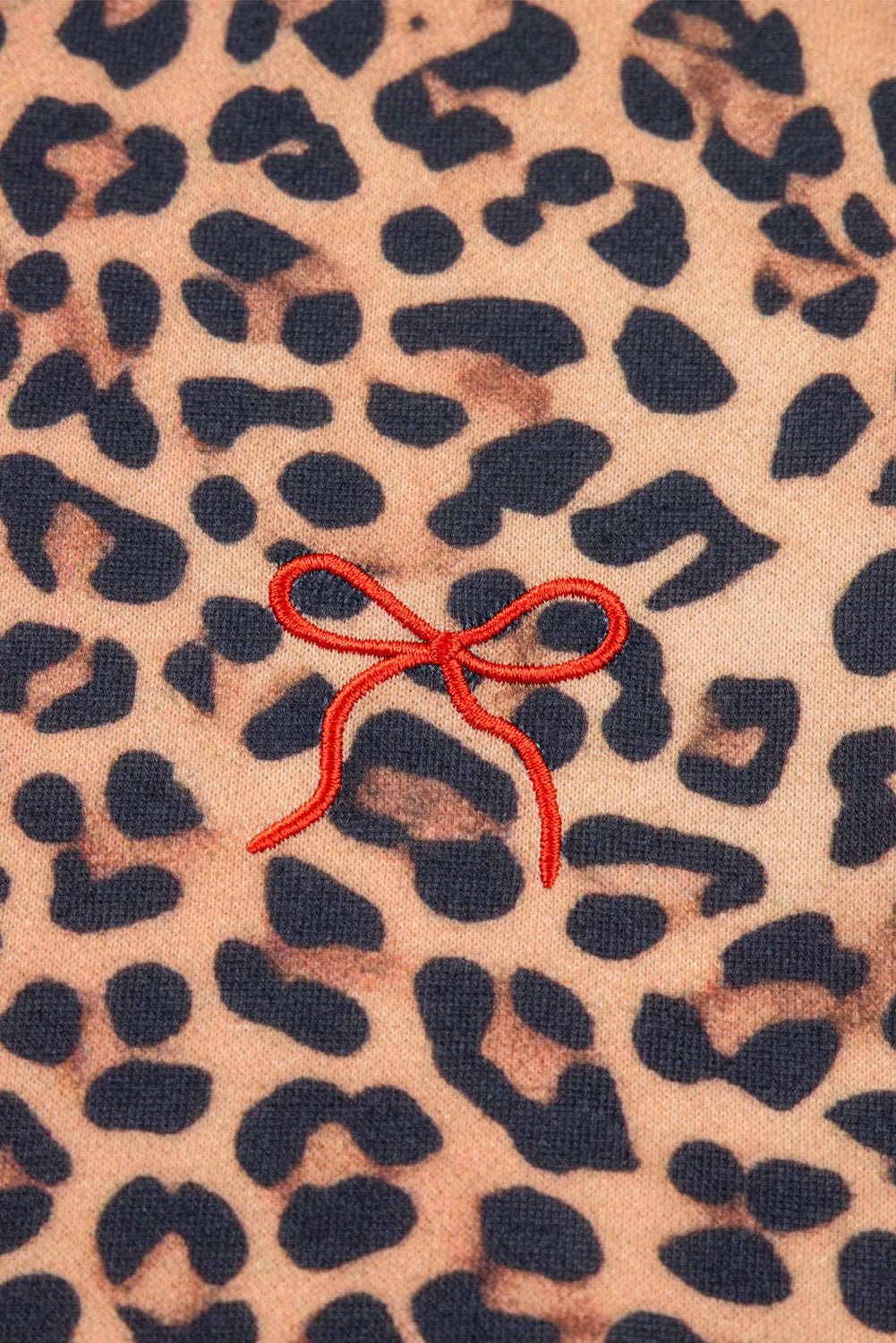 Leopard Bow Embroidered Pullover and Pants Set - Rooted & Reckless Co.