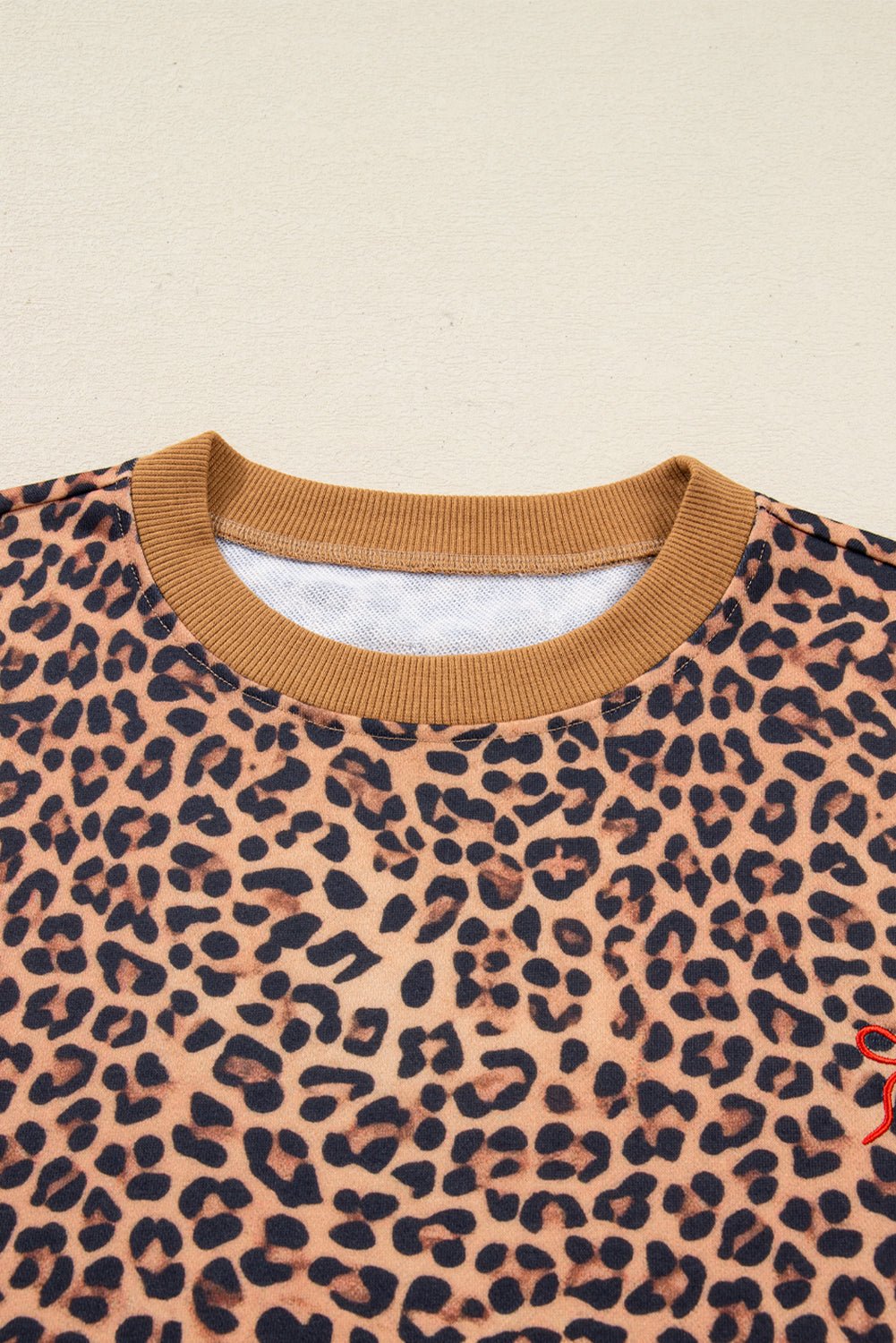 Leopard Bow Embroidered Pullover and Pants Set - Rooted & Reckless Co.