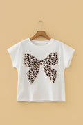 Leopard Bow Embroidered Short Sleeve T-Shirt - Rooted & Reckless Co.