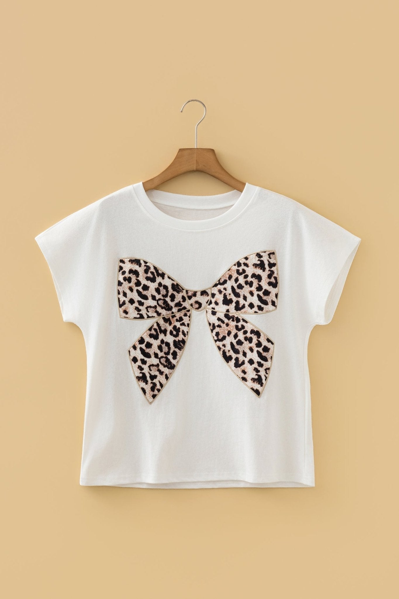 Leopard Bow Embroidered Short Sleeve T-Shirt - Rooted & Reckless Co.