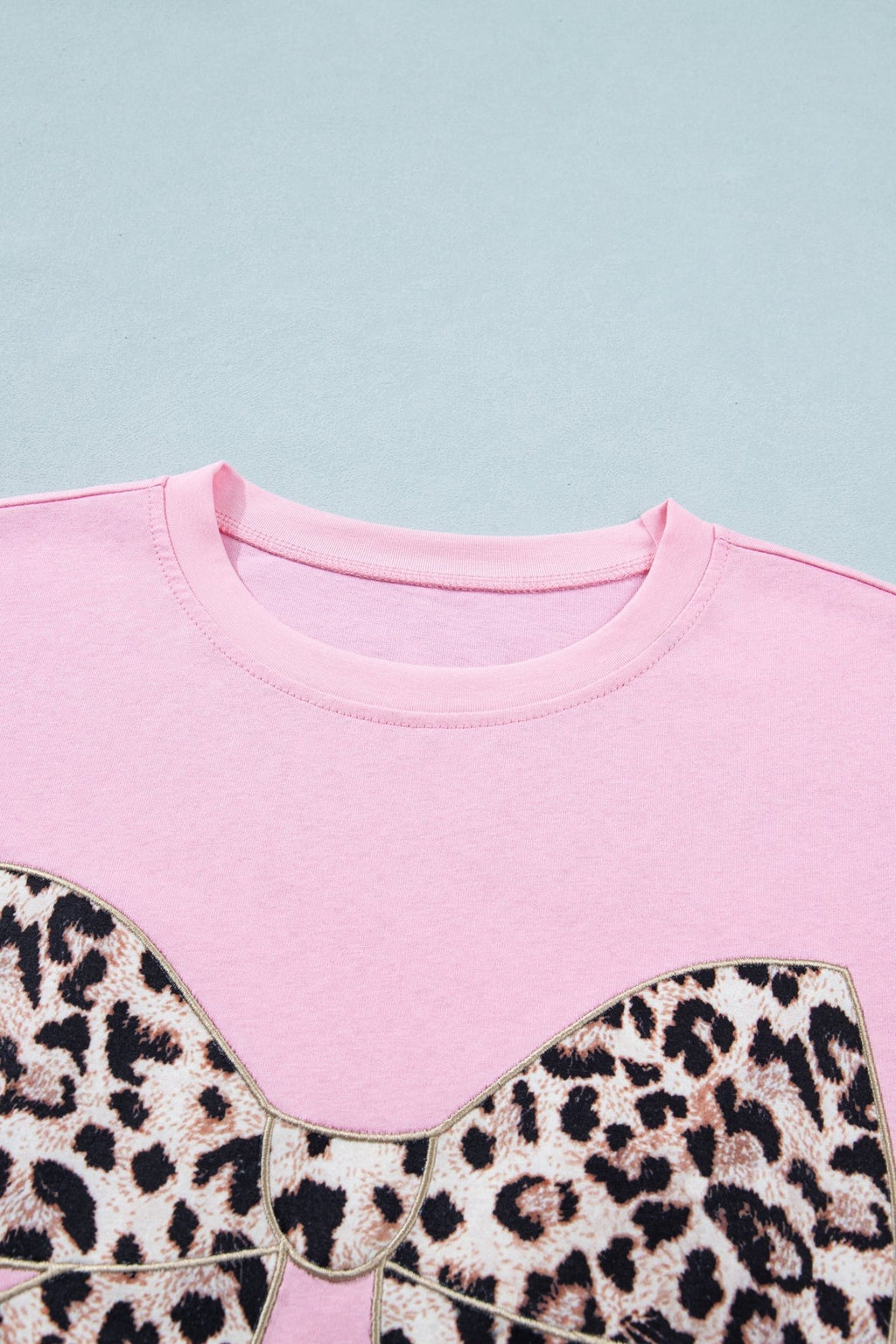 Leopard Bow Embroidered Short Sleeve T-Shirt - Rooted & Reckless Co.