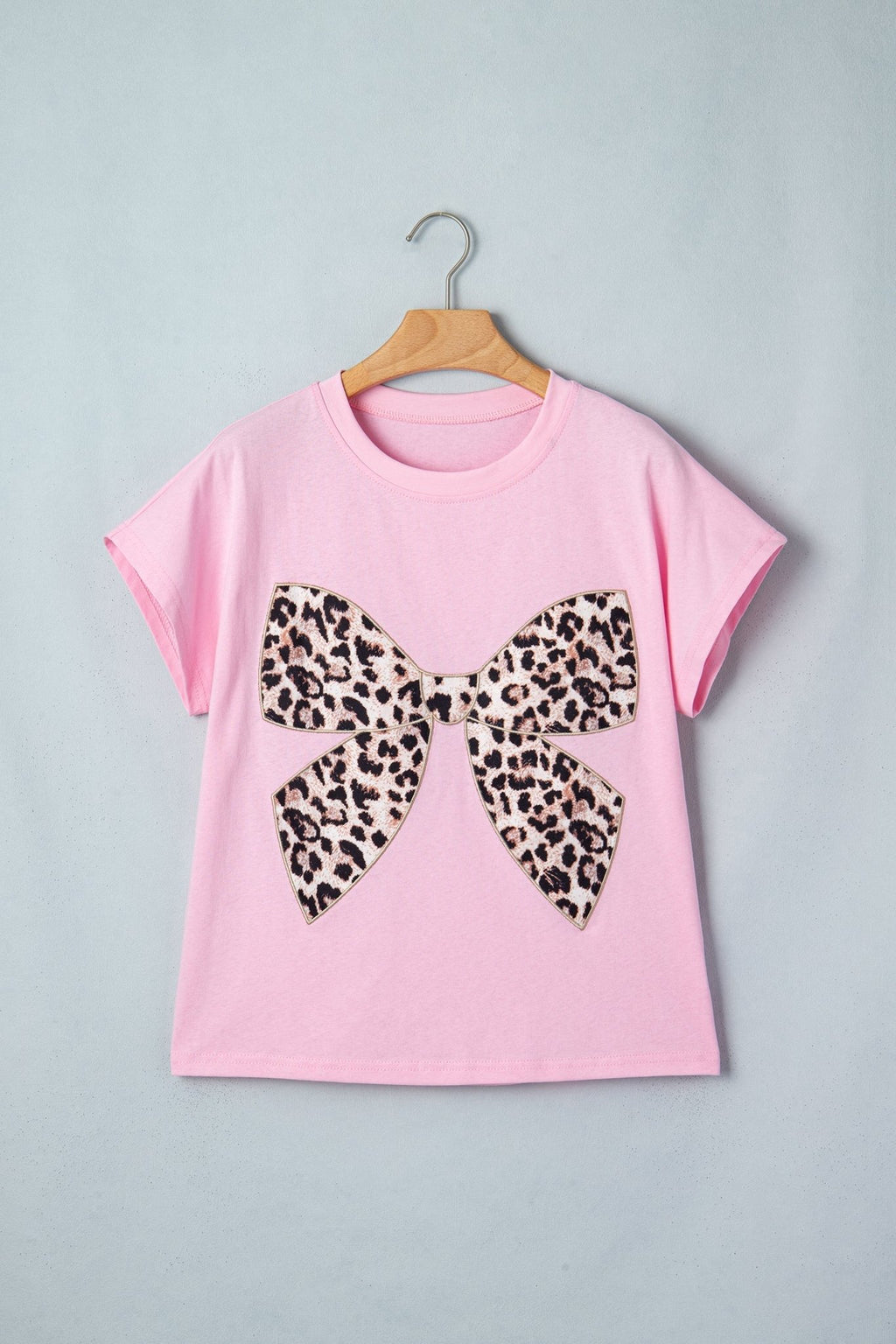 Leopard Bow Embroidered Short Sleeve T-Shirt - Rooted & Reckless Co.