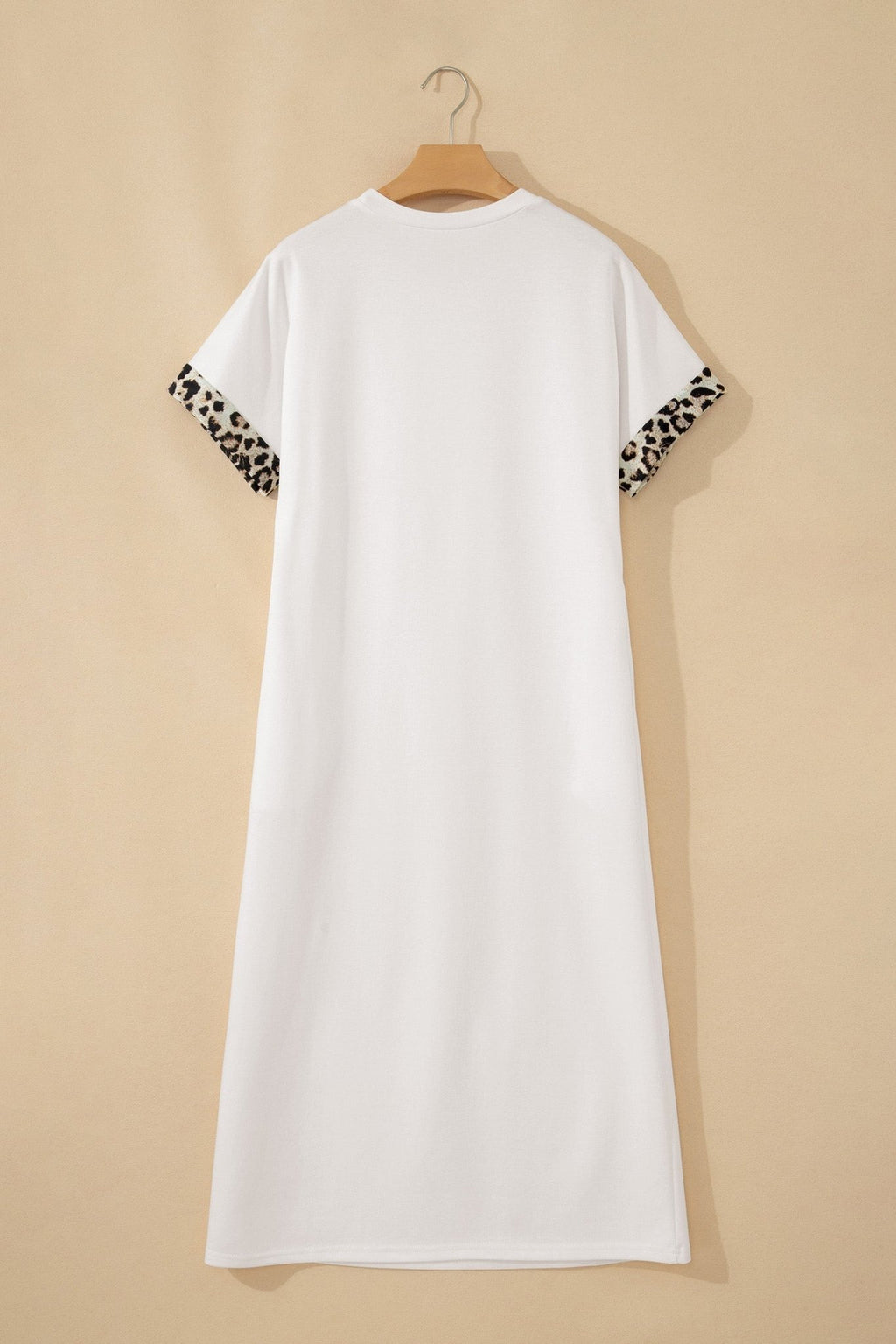 Leopard Bow Patched Short Sleeve T-Shirt Long Dress - Rooted & Reckless Co.