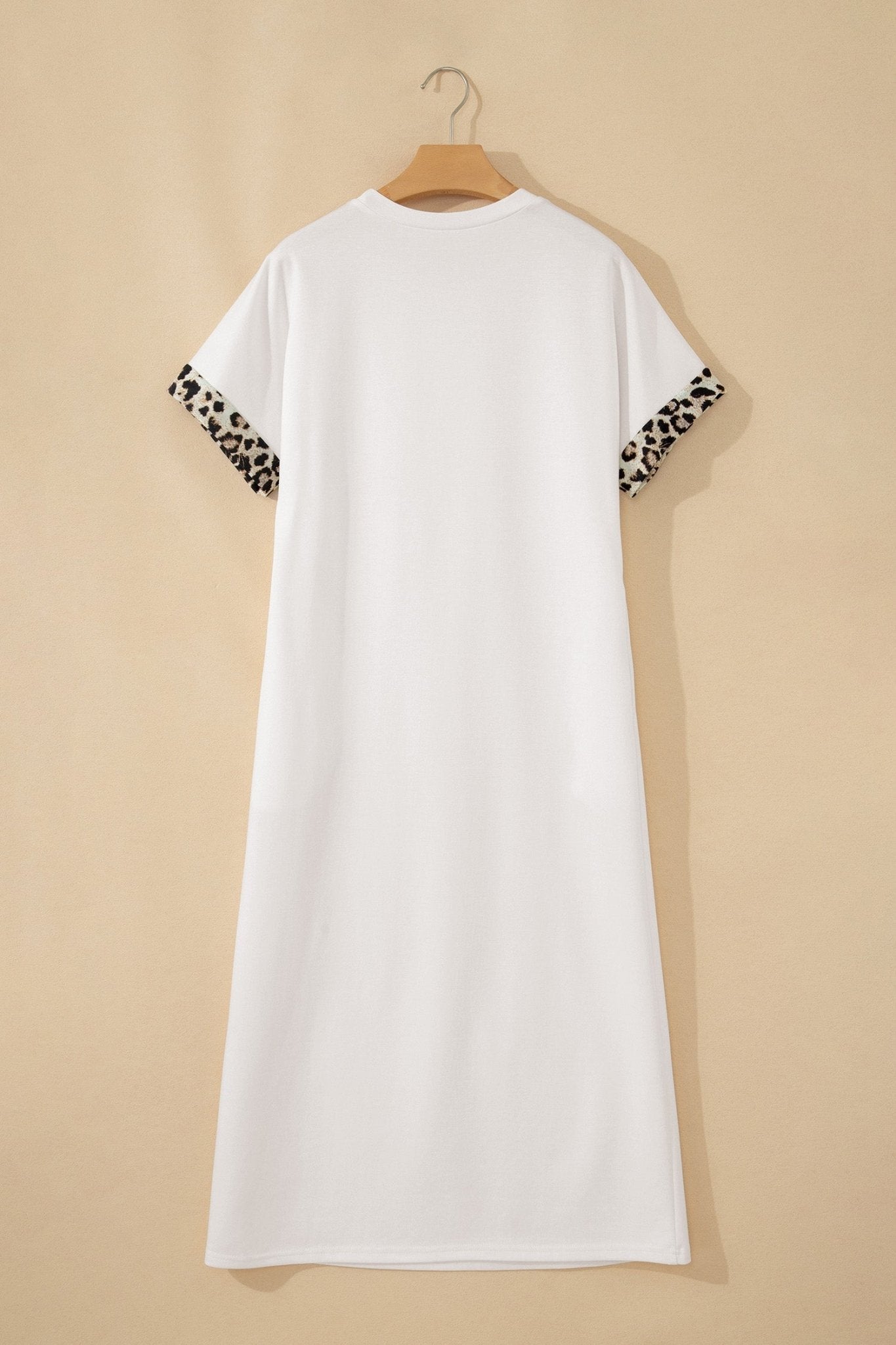 Leopard Bow Patched Short Sleeve T-Shirt Long Dress - Rooted & Reckless Co.